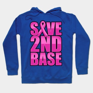 'Save 2nd Base Pink Ribbon' Cool Breast Cancer Gift Hoodie